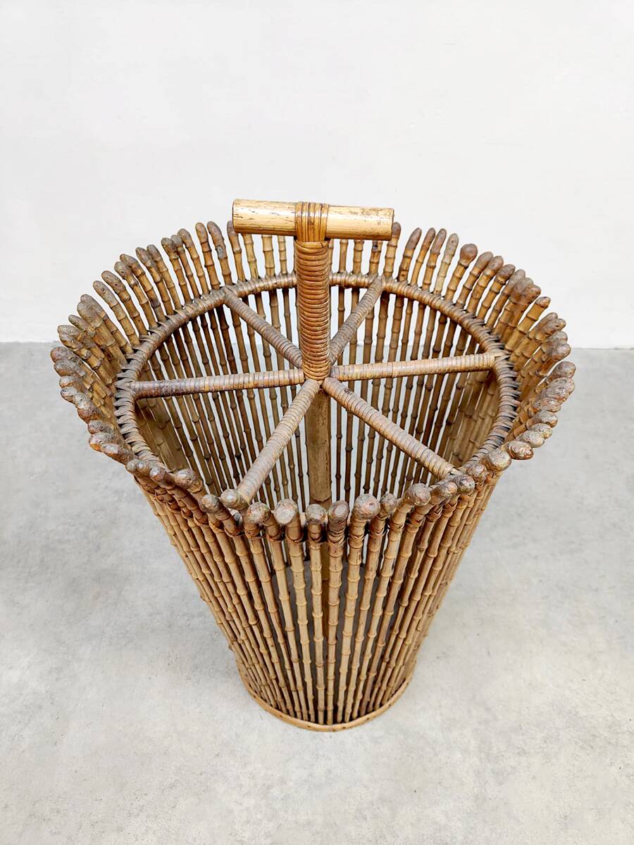 Midcentury rattan umbrella stand vintage 'Tiki'