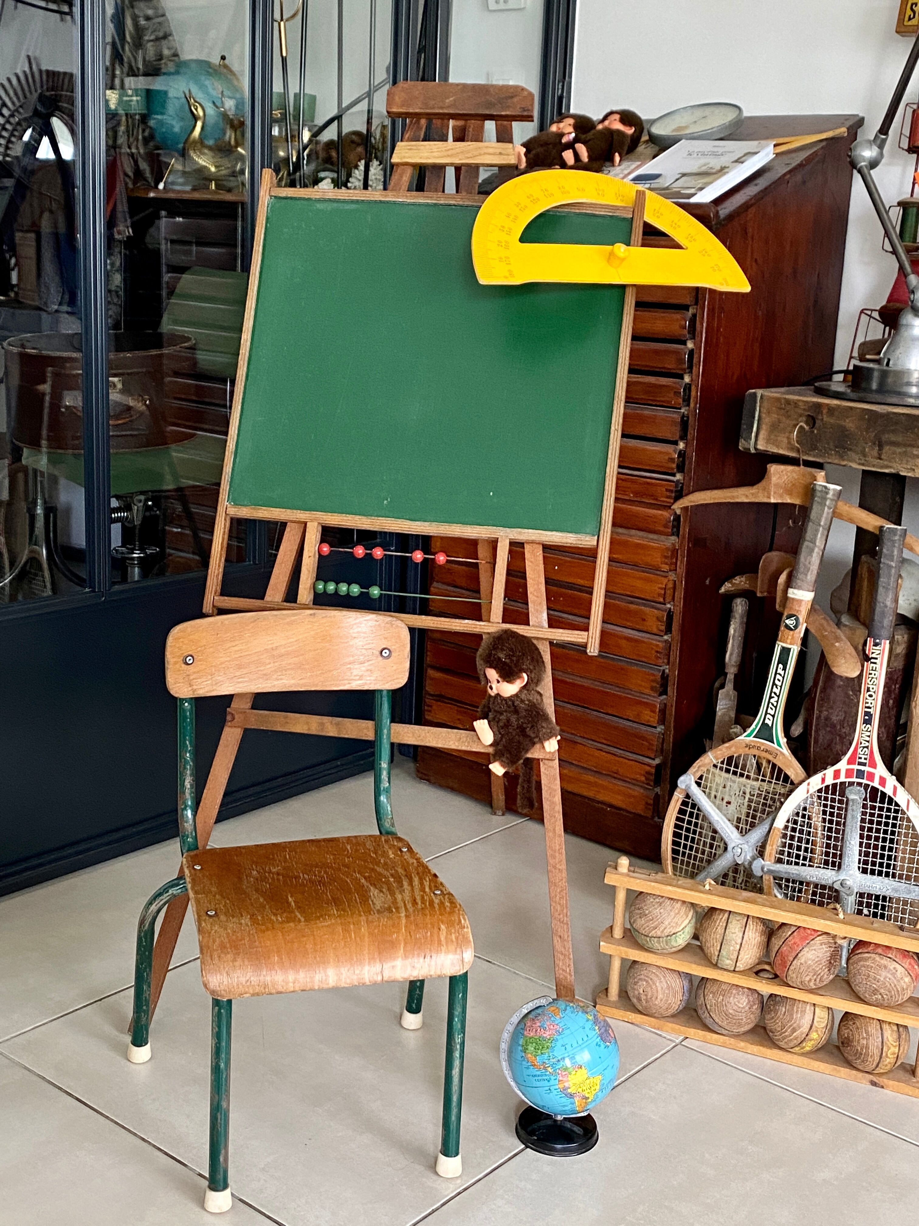 Old children's school chair wood and metal