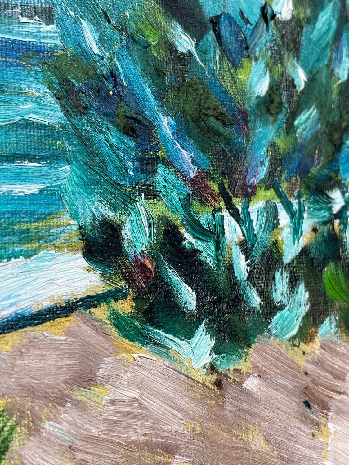 Old landscape painting oil on canvas