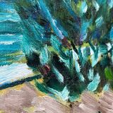 Old landscape painting oil on canvas