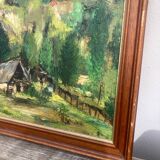 Old paysgae painting oil on canvas assembly