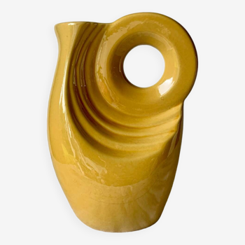 Yellow Art Deco glazed stoneware pitcher