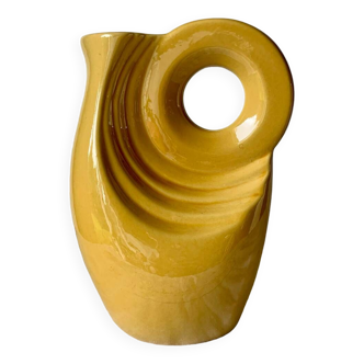 Yellow Art Deco glazed stoneware pitcher