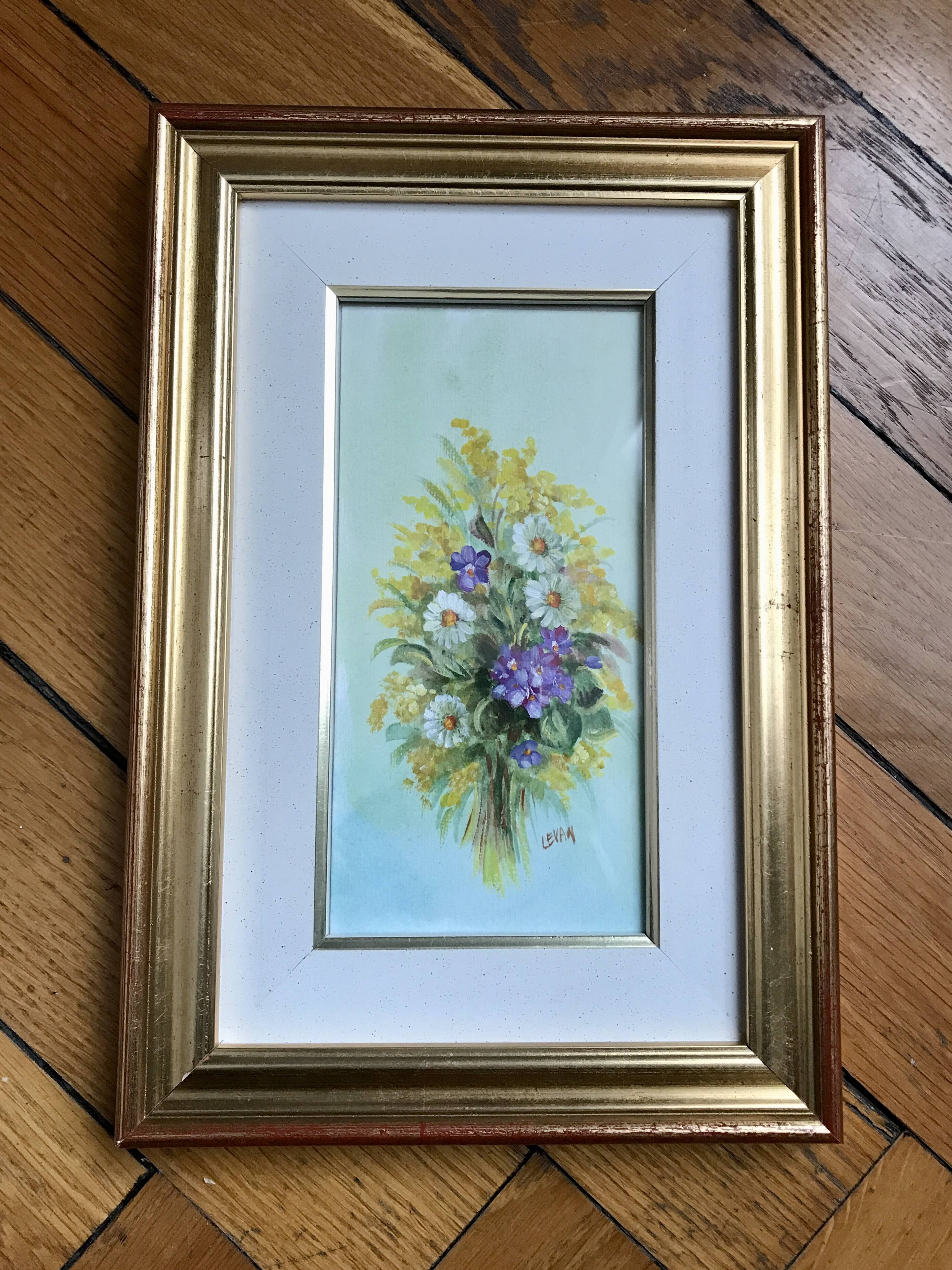 Watercolor under glass "Bouquet of Flowers", Italy