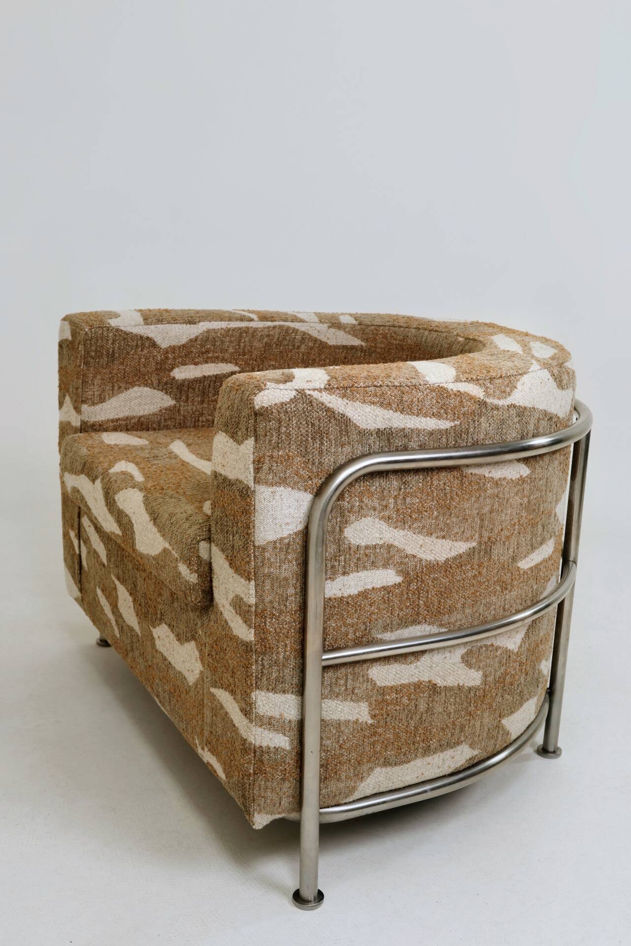 Fauteuil de hall brutaliste Jacquard beige