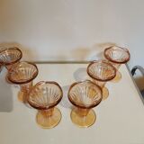 Set of 6 old pink glass ice cream cups