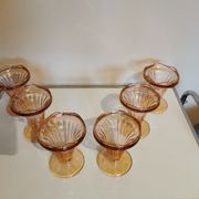 Set of 6 vintage pink glass ice cream bowls.
