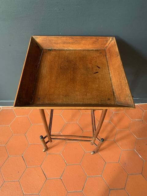 Napoleon III wooden side table, tray table on wheels, 19th century