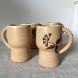 70s flowery stoneware mugs