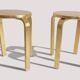 1990s IKEA Frosta Stools in the Style of Alvar Aalto, Gold Leaf Covered