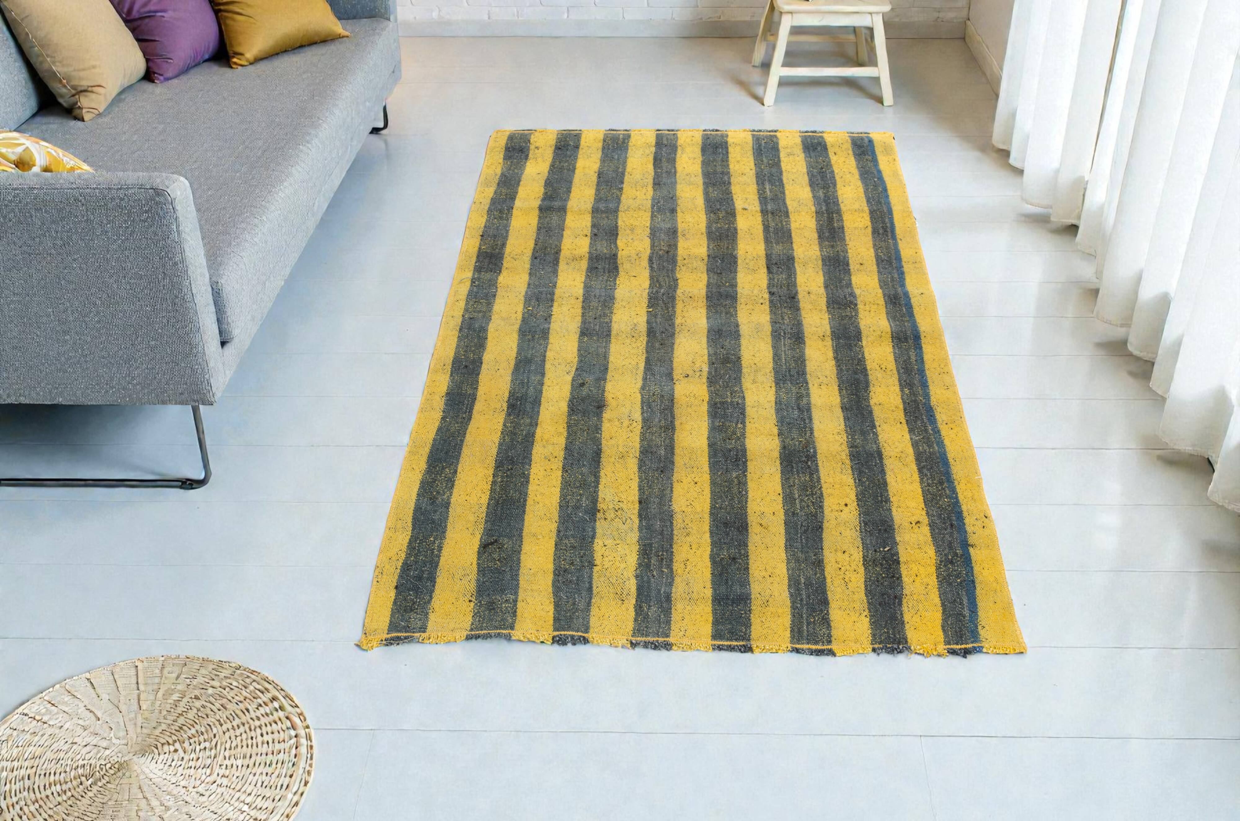 Vintage Stripe Wool Kilim Rug