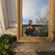 Louis Philippe Mirror 104x73 Wood and Gilded Stucco with Baroque Decor Late 19th Century