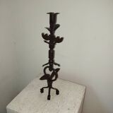 Candle holder blade base wrought iron brutalist folk art