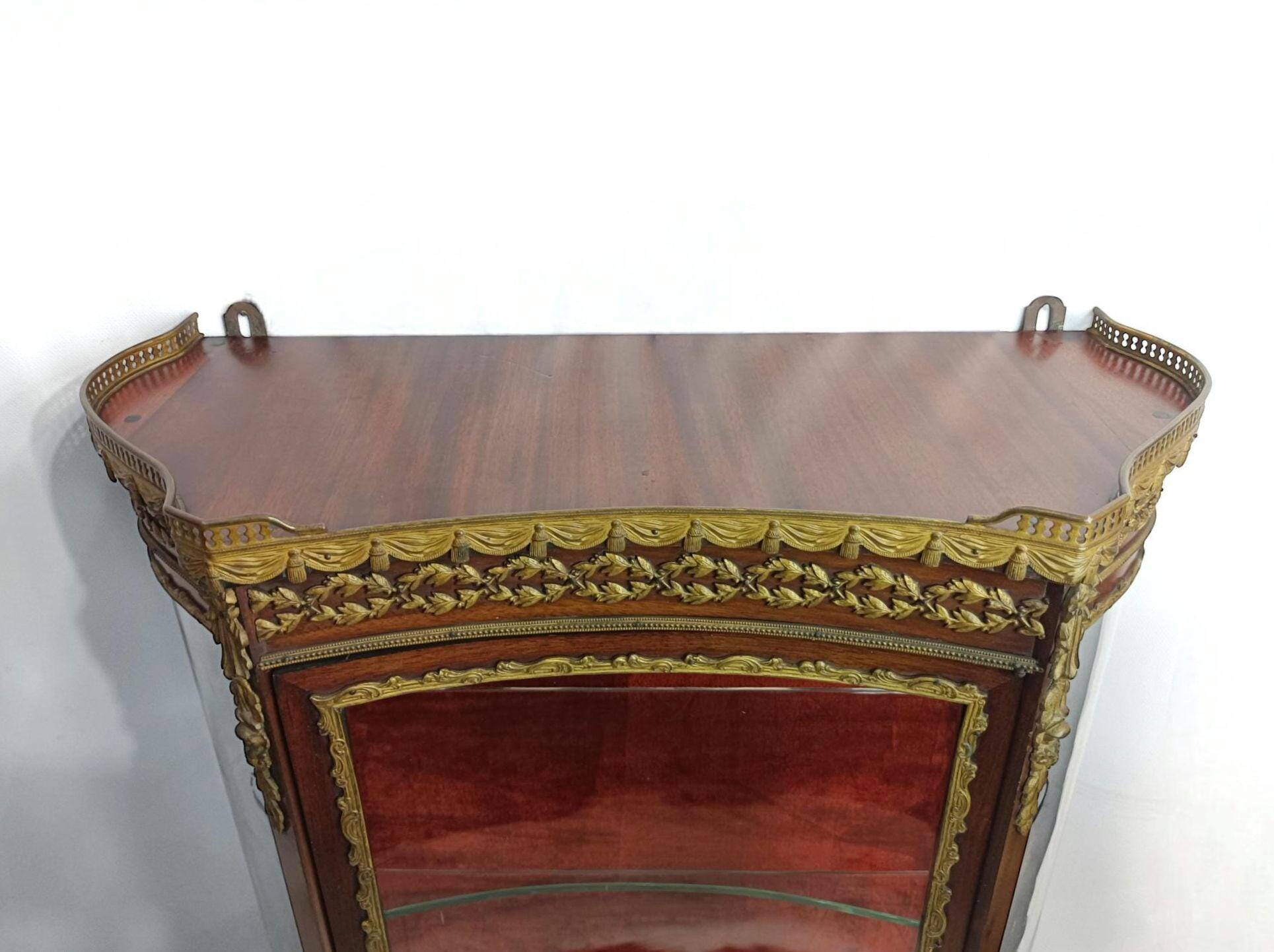 Louis XVI wall display cabinet, mahogany and bronze, France 20th century