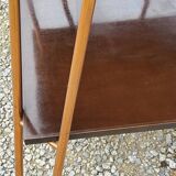 Vintage double wooden side table with copper base from the 50s