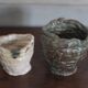 Pair of signed glazed stoneware vases, plant pot, cache-pot.