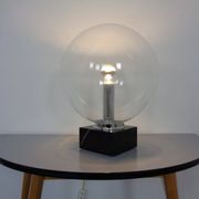 Large glass globe and marble table lamp from Erco, 1960s.