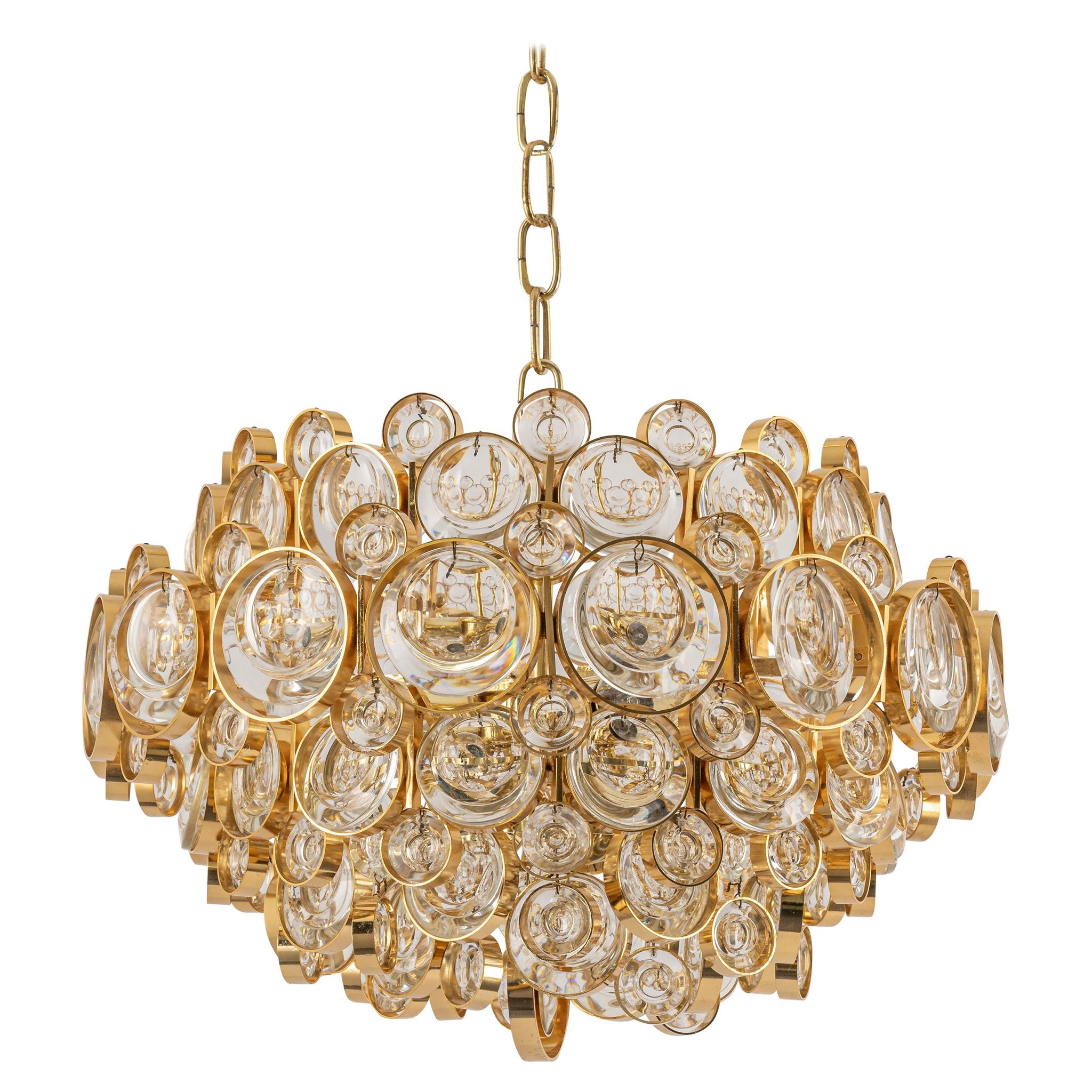 Lustre en laiton doré par Palwa Allemagne, années 1970