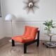 Fauteuil velours orange années 80