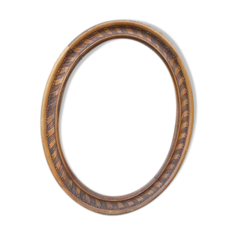 Old oval frame carved wood