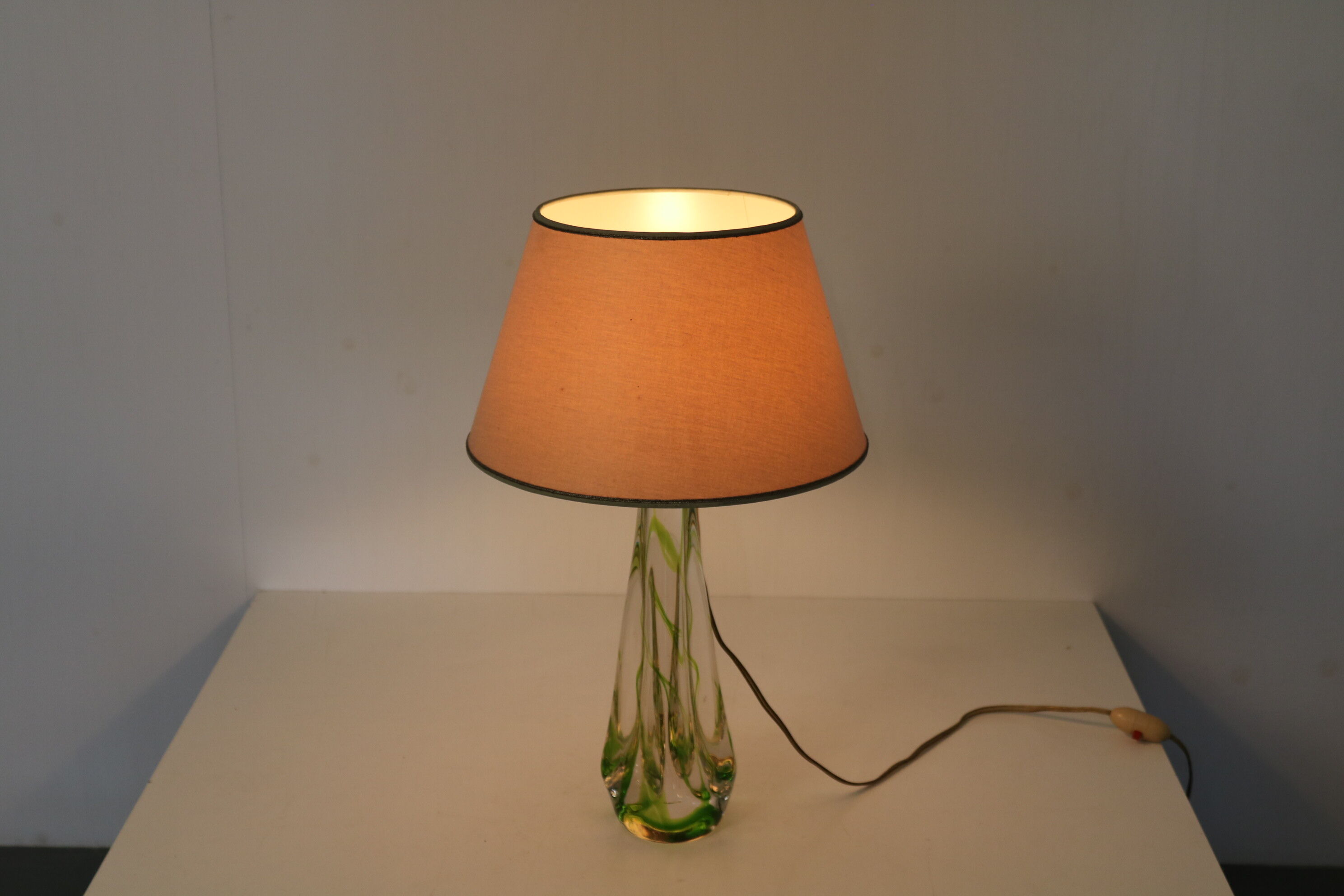 1950s glass table lamp by Kristalunie Maastricht, Netherlands