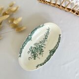 Romantic antique ravier porcelain floral style cream color and green details
