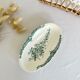 Romantic antique ravier porcelain floral style cream color and green details