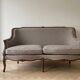 Classic living room set: 2/3-seater sofa in dark wood fabric.