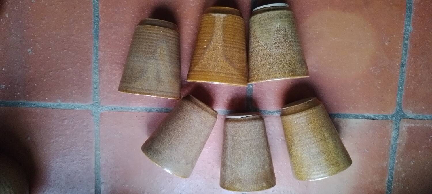 Vintage Digoin stoneware glasses and carafe set