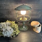 Antique patinated green metal lamp, Art Nouveau style, early 20th century.