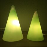 2 lampes coniques Teepee par SCE en verre vert