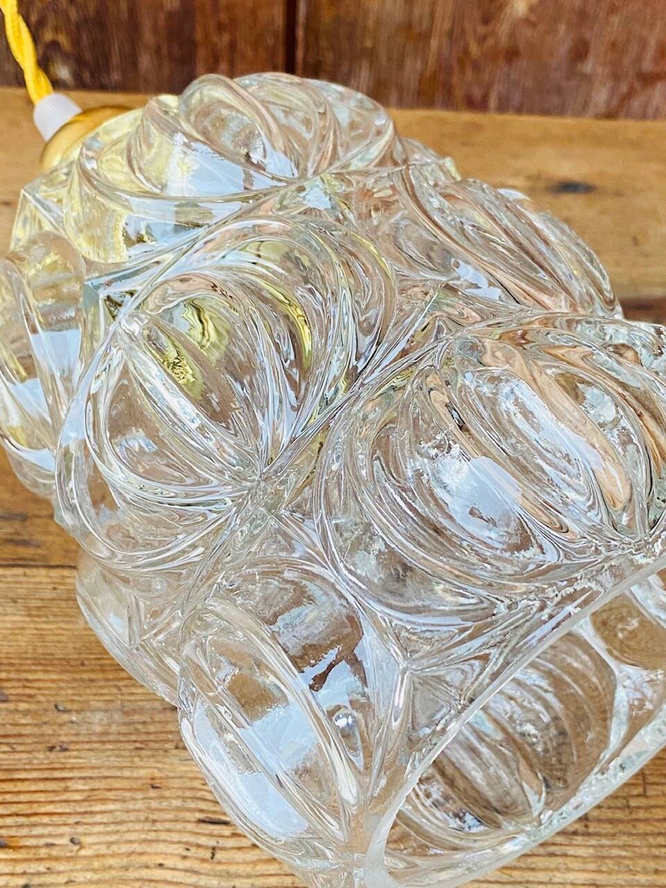 Vintage structured glass pendant globe.