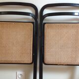 2 folding chairs Cidue metal wood and cannage