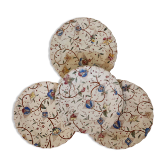 Ensemble de 4 assiettes polychromes anciennes