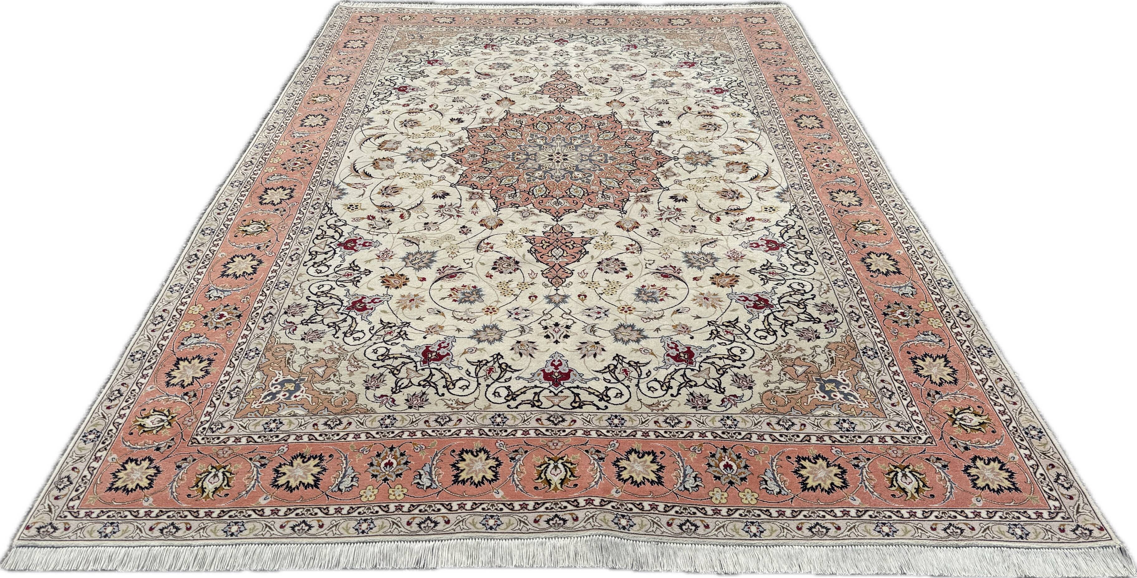 Persian Tabriz Wool Rug with Silk Inlay 300x200 cm