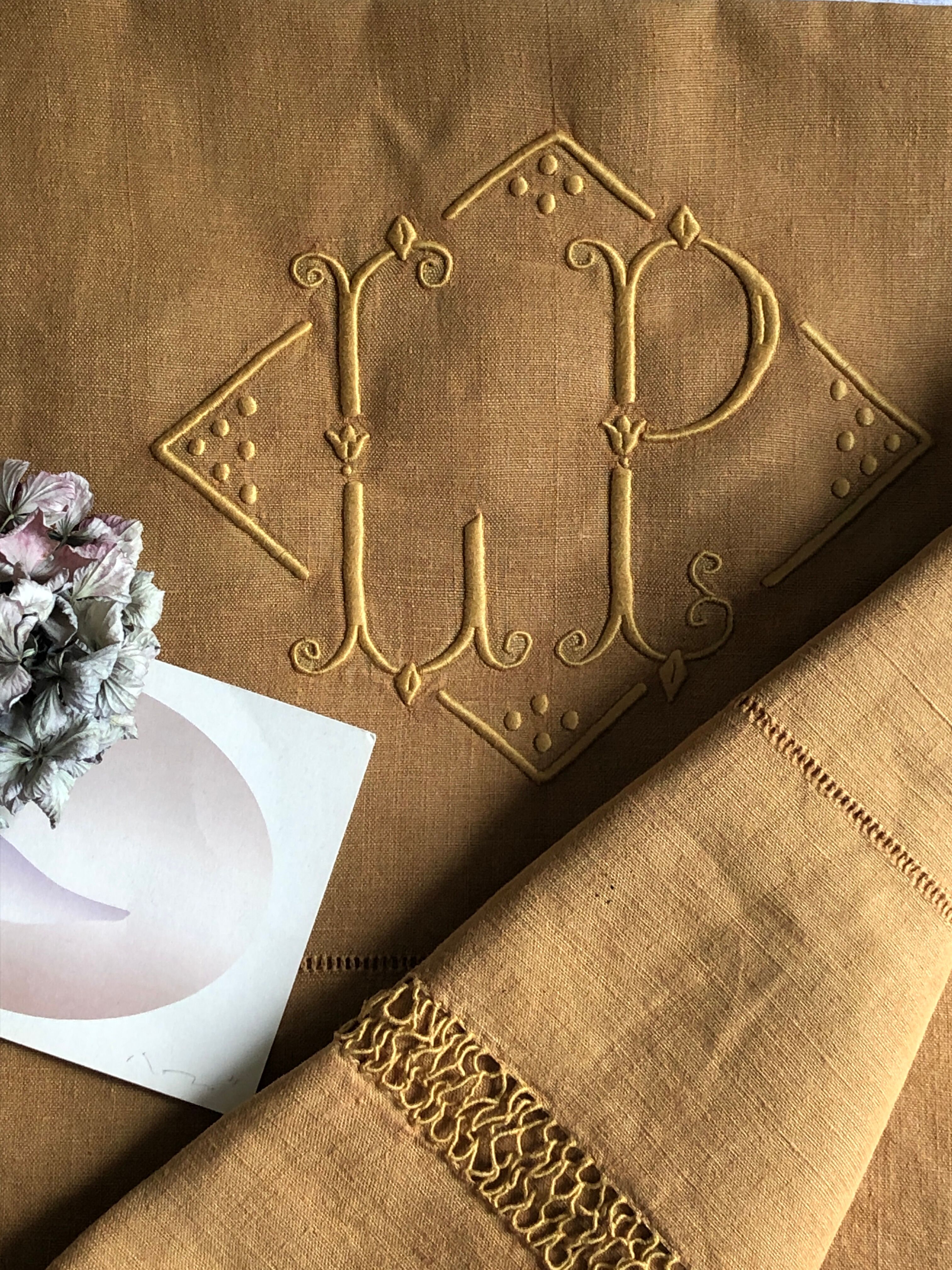 Ancient drap in pure lin washed vermeil