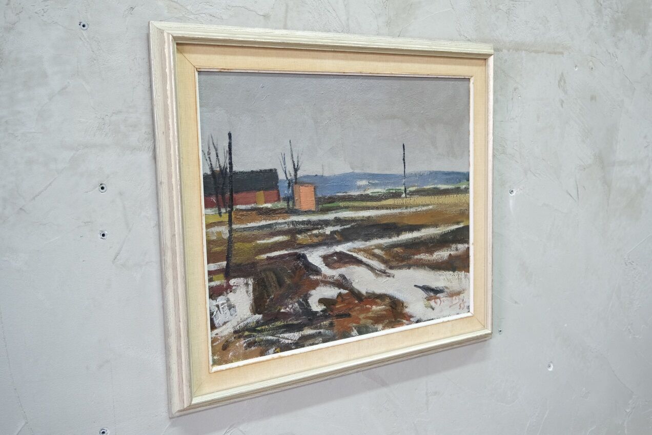 Swedish Modern Painting, Signed,  1955, Oil on Panel, Framed