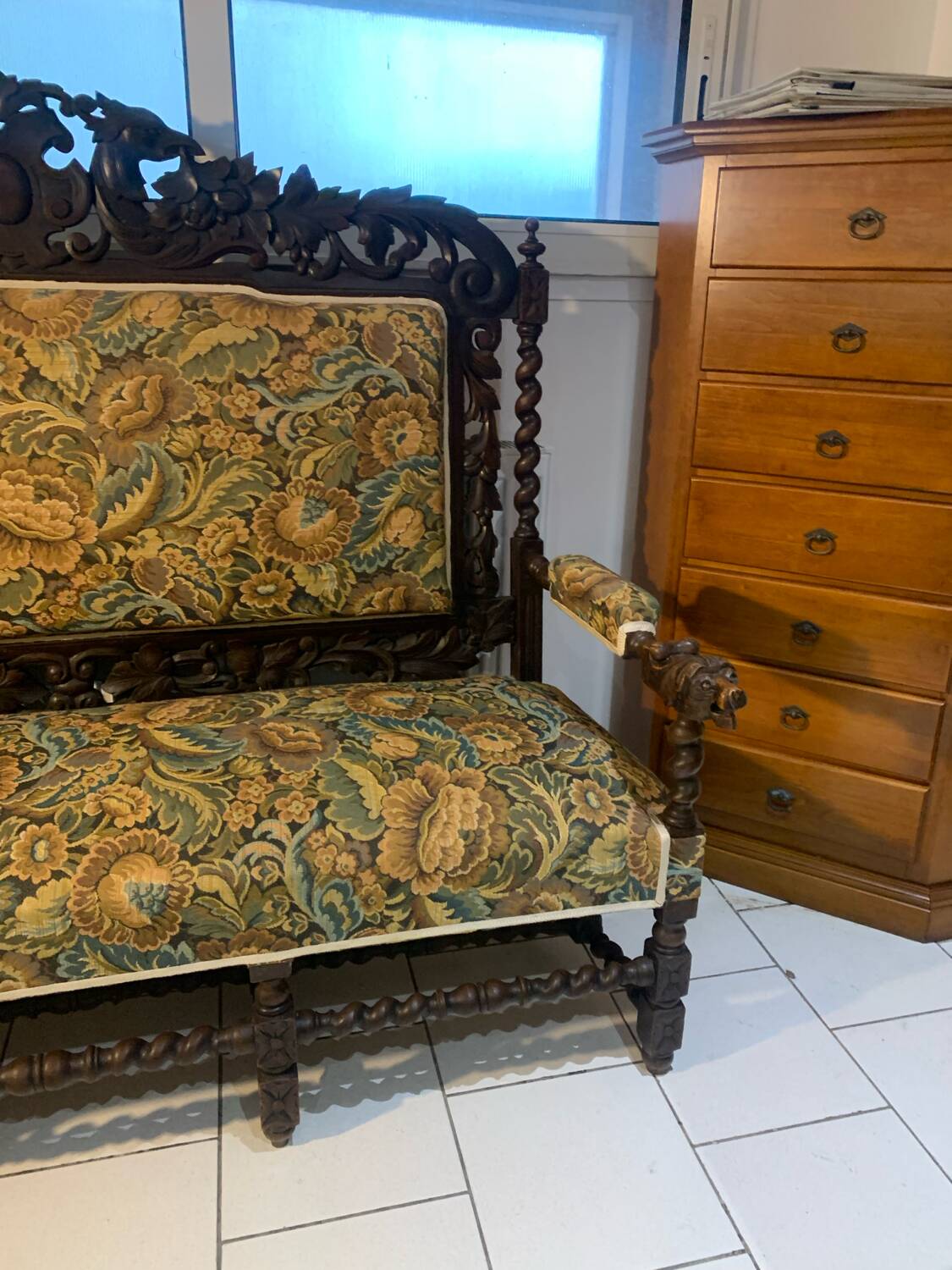 Antique Henri II Twisted Sofa