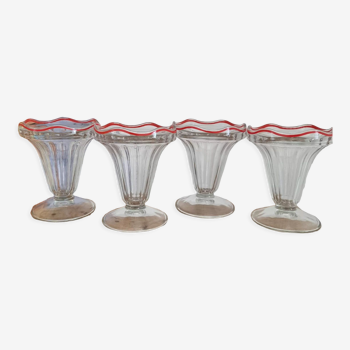 Set of 4 vintage ice cream cups