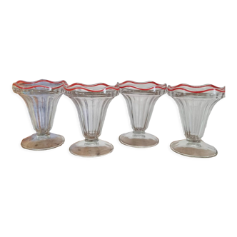 Set of 4 vintage ice cream cups