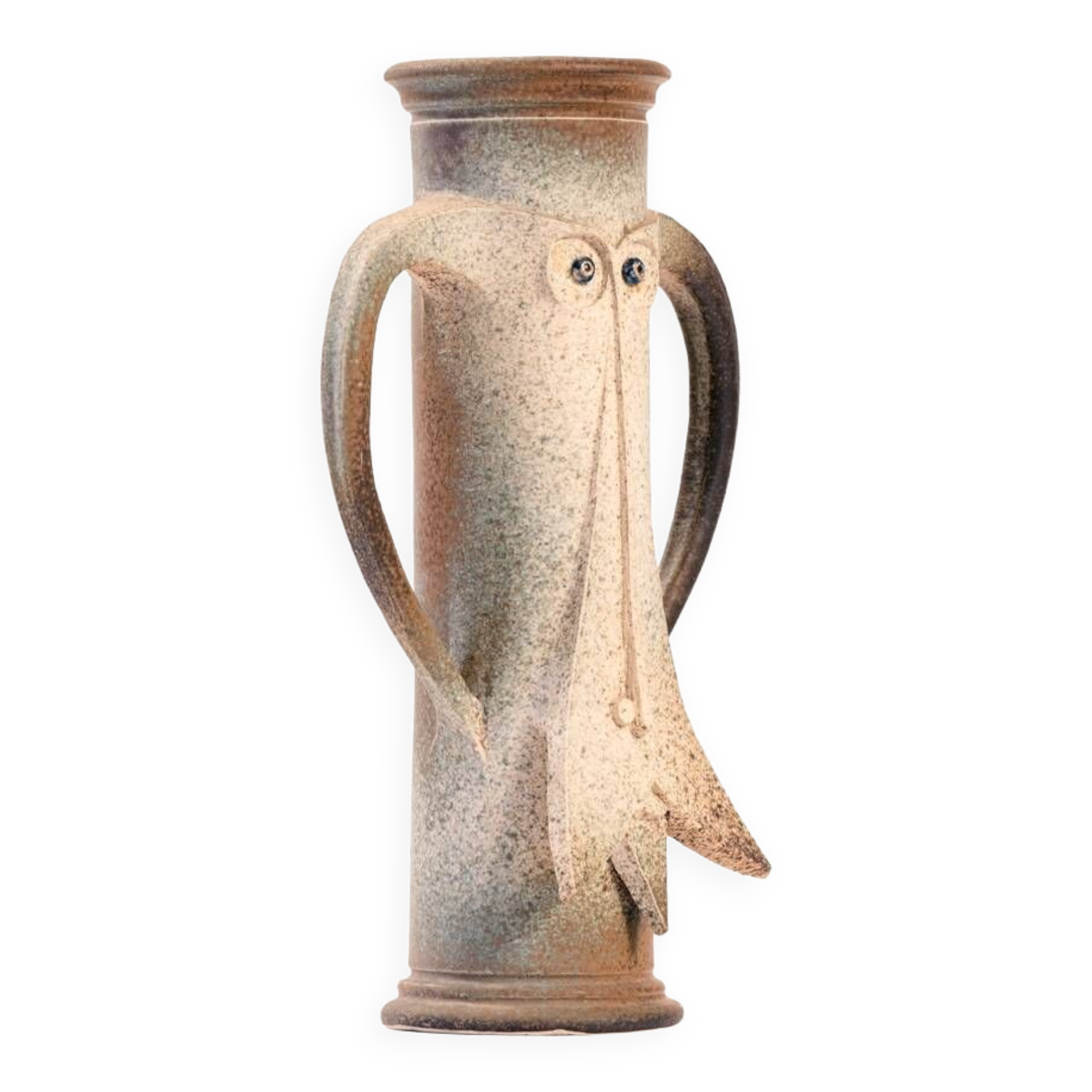 Brutalist ceramic vase with face by Dutch ceramist Rob den Tonkelaar 1970s