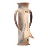 Brutalist ceramic vase with face by Dutch ceramist Rob den Tonkelaar 1970s