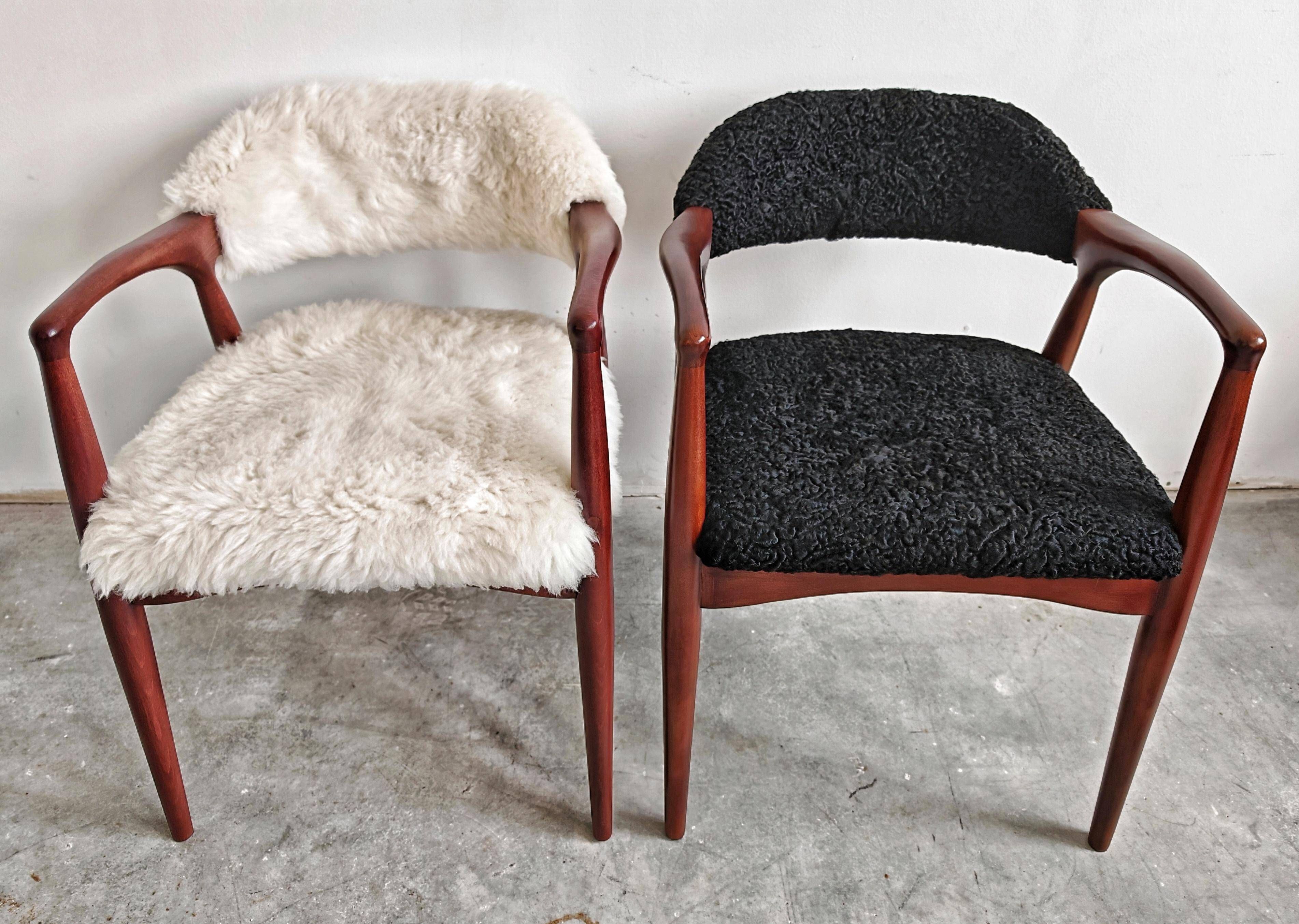 Mid Century Modern armchair in astrakhan lambskin, Yugoslavia 1960s
