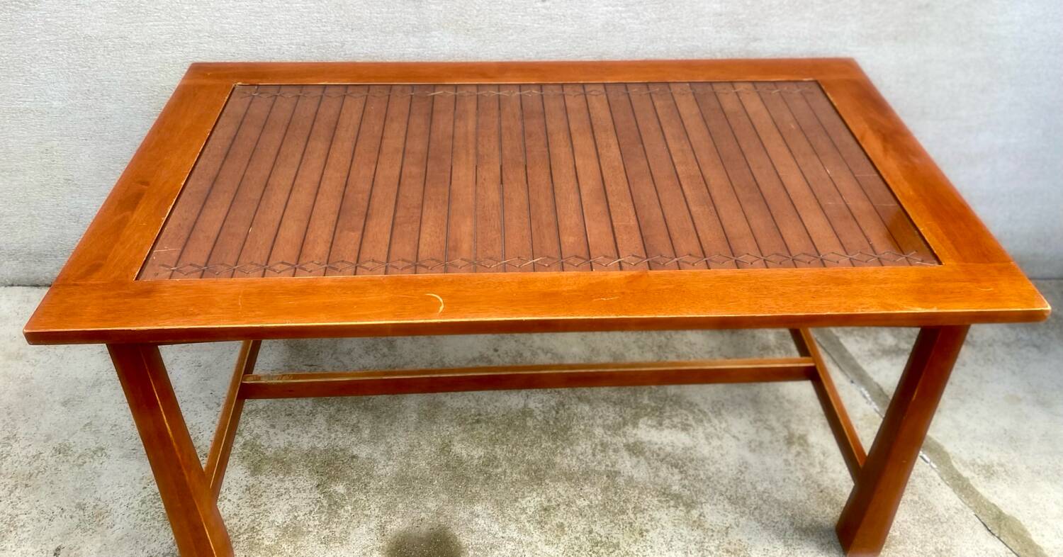 Exotic glass and solid wood table in Thailand