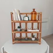Étagère murale vintage en bambou et rotin années 70/80