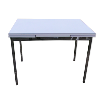 White formica table with chrome feet