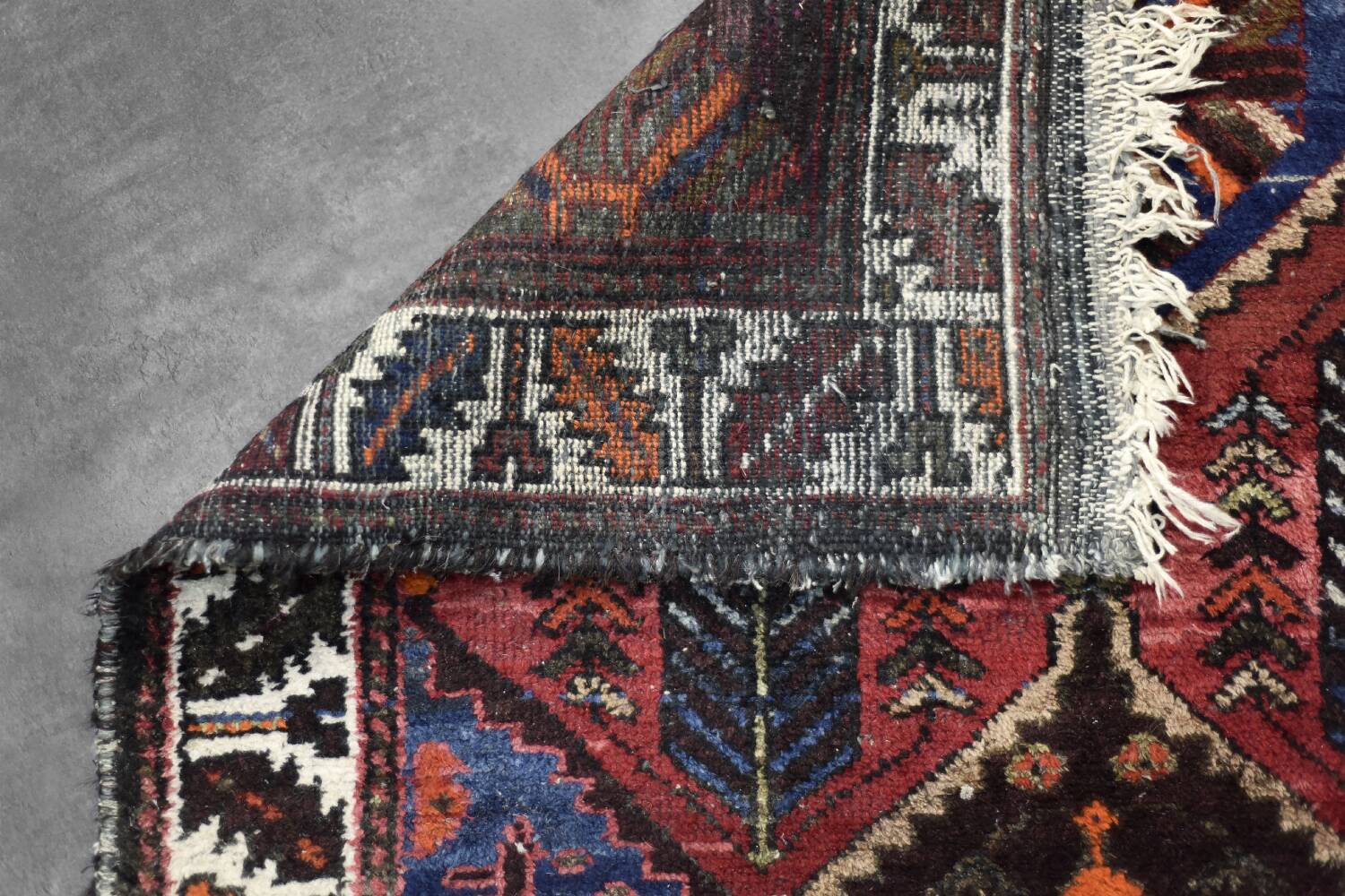 Vintage handwoven Hamadan oriental rug, Middle East, 1960s.
