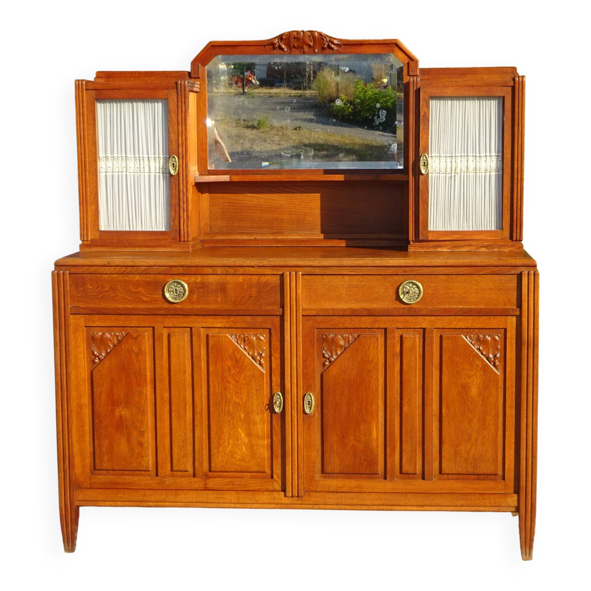 Art Deco sideboard with 2 cabinets and mirror