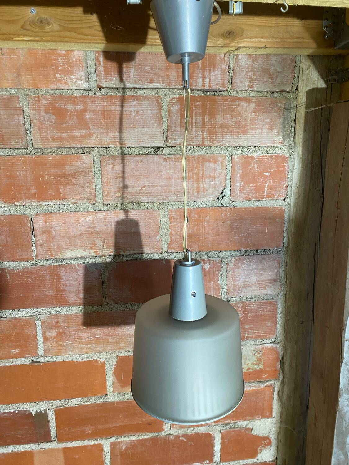 Antique grey metal pendant light with vintage dimmer