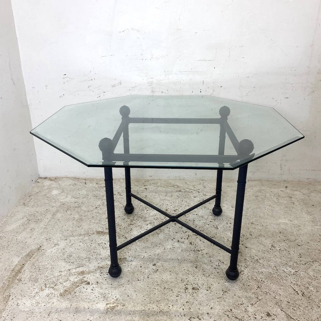 Iron and beveled octagonal glass dining room set